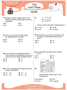 ilkokul 1. Sınıf Genel Tekrar Testleri 